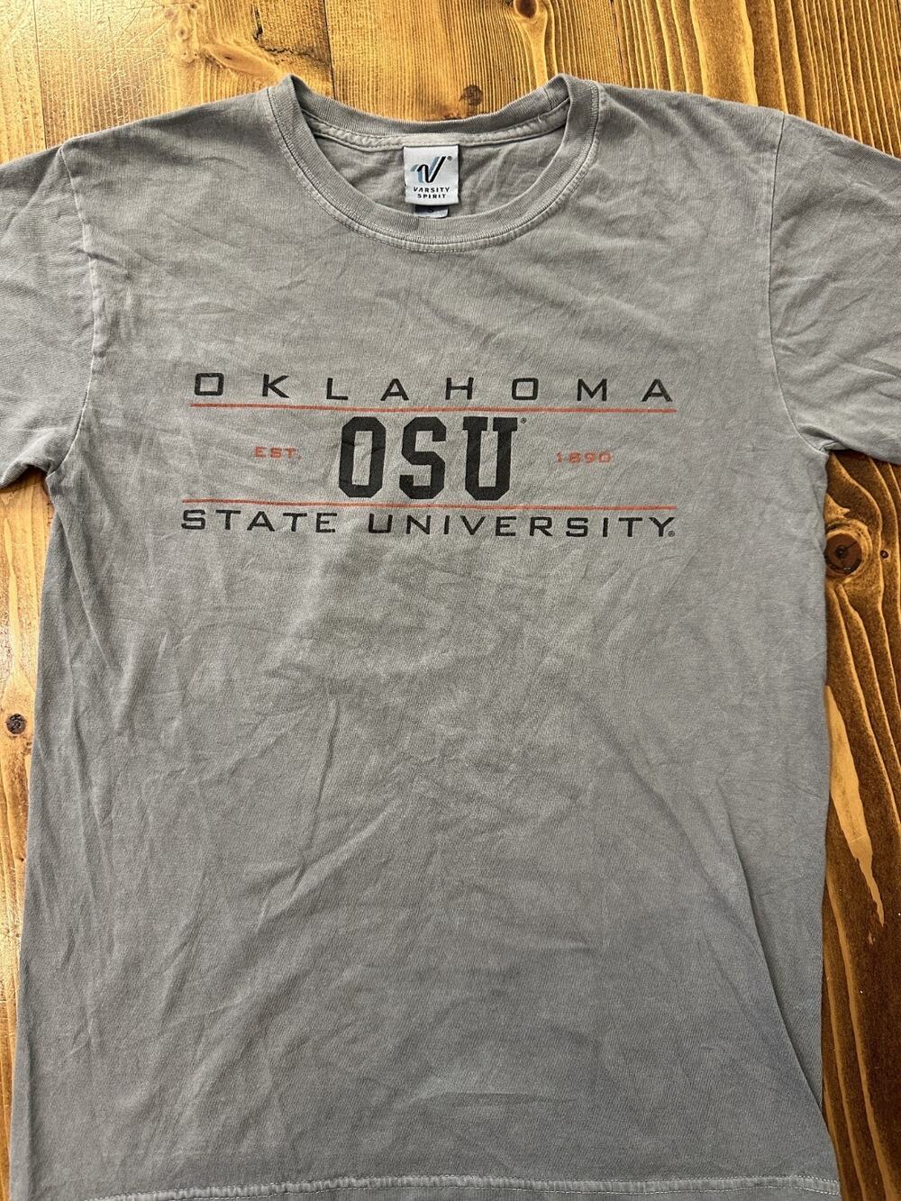 Vintage Varsity Spirit Tag Oklahoma State University Gray Size Small Tee Shirt
